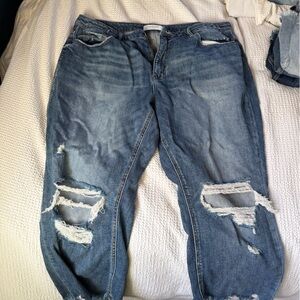 Women's Relaxed Distressed Blue Jeans